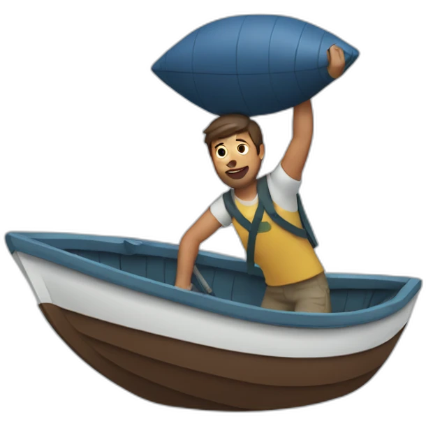 Guy carrying a boat over his head emoji