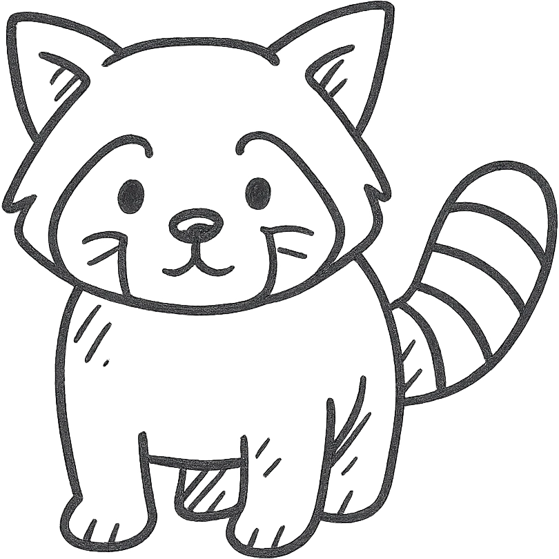 hand-drawn outlined red panda icon emoji