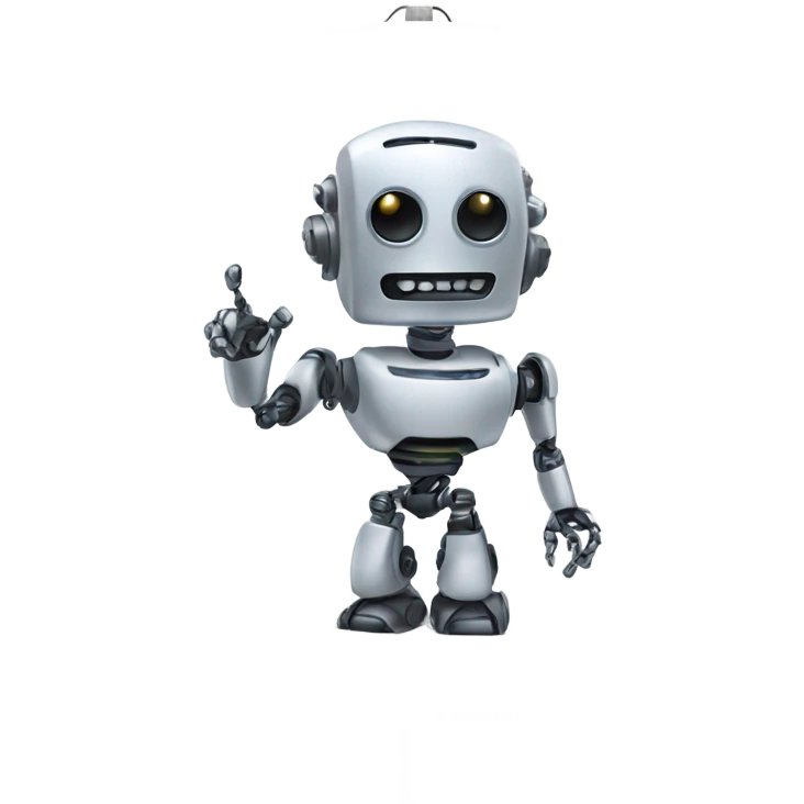 A robot with long curly hair showing something on a whiteboard emoji