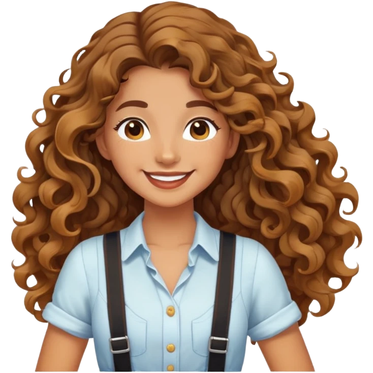 A girl wearing suspenders and big waves emoji