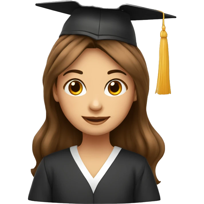 NIÑA PELO MARRON LARGO, CON ANTEOJOS Y GORRO DE GRADUACION  emoji
