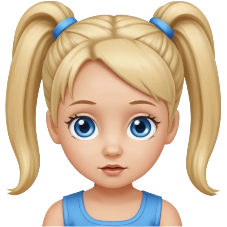 Baby Spice with blue eyes, ponytails hair emoji