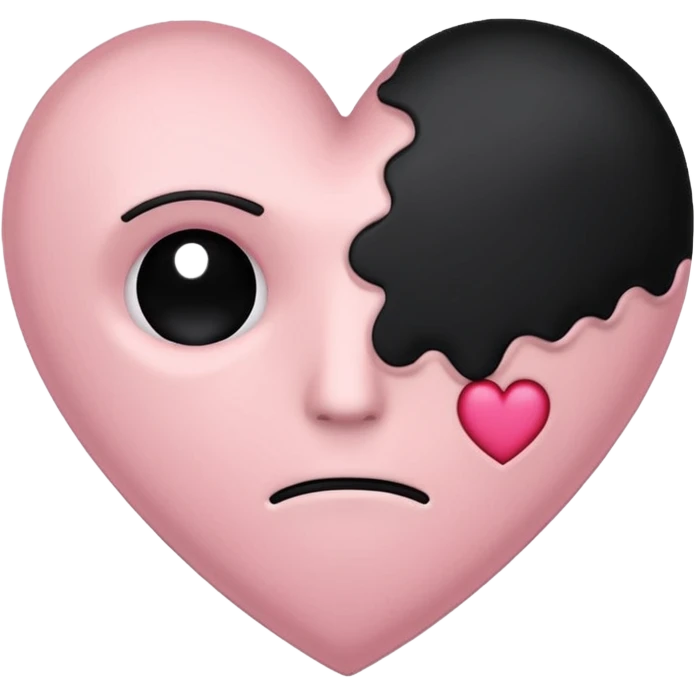 Light pink and black heart with Frankenstein stitches emoji