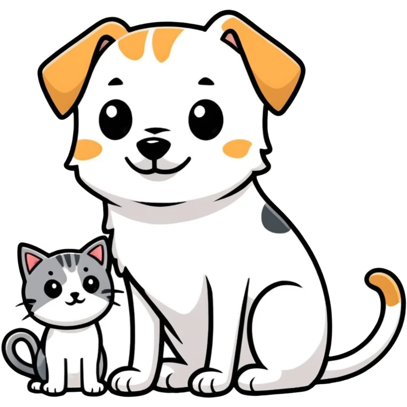 Un perro con gato emoji