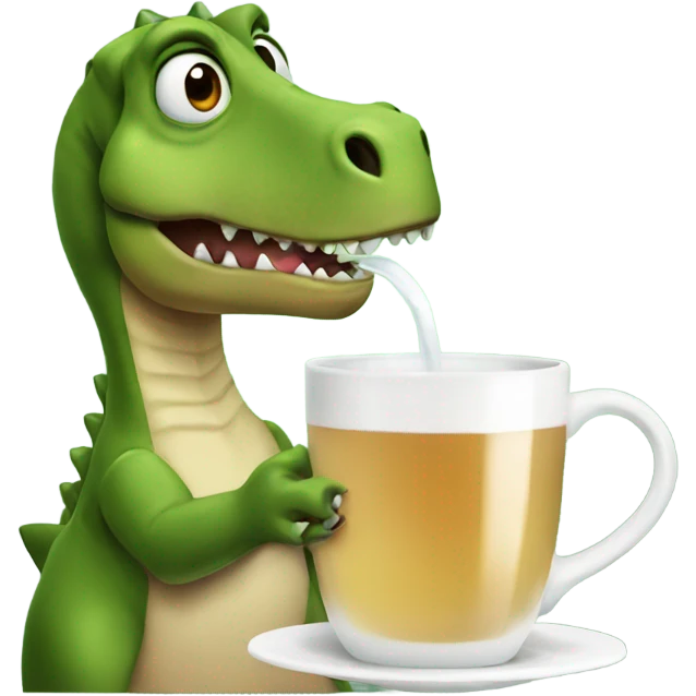 Dinosaur drinking tea emoji