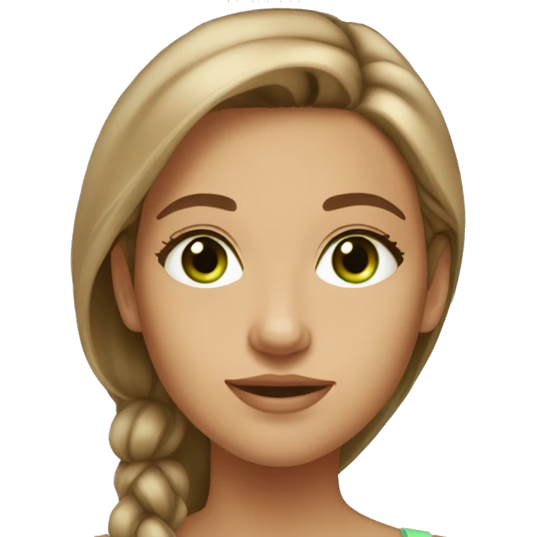 stunning tan girl light brown hair green eyes emoji