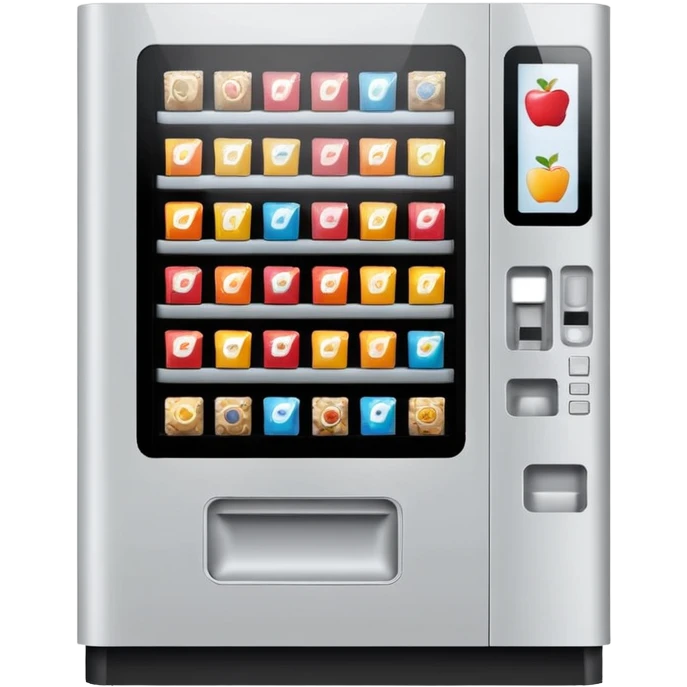 modern snack vending machine emoji in Apple style, with touchscreen and snacks, minimalist design emoji
