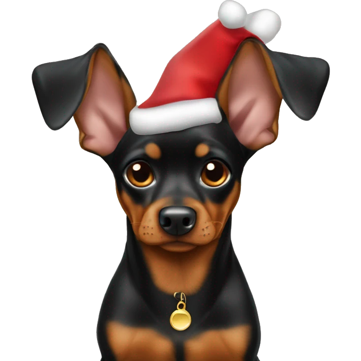black brindle tan pinscher big ears christmas emoji