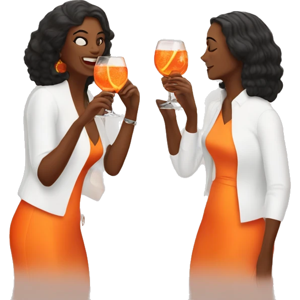 three bright women drinking aperol spritz emoji