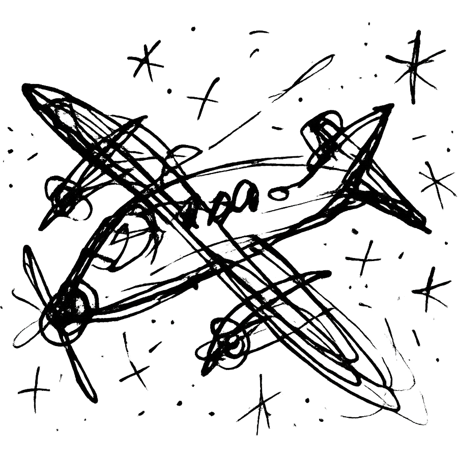 black airplane icon, chaotic sketch, suitable as a placeholder emoji