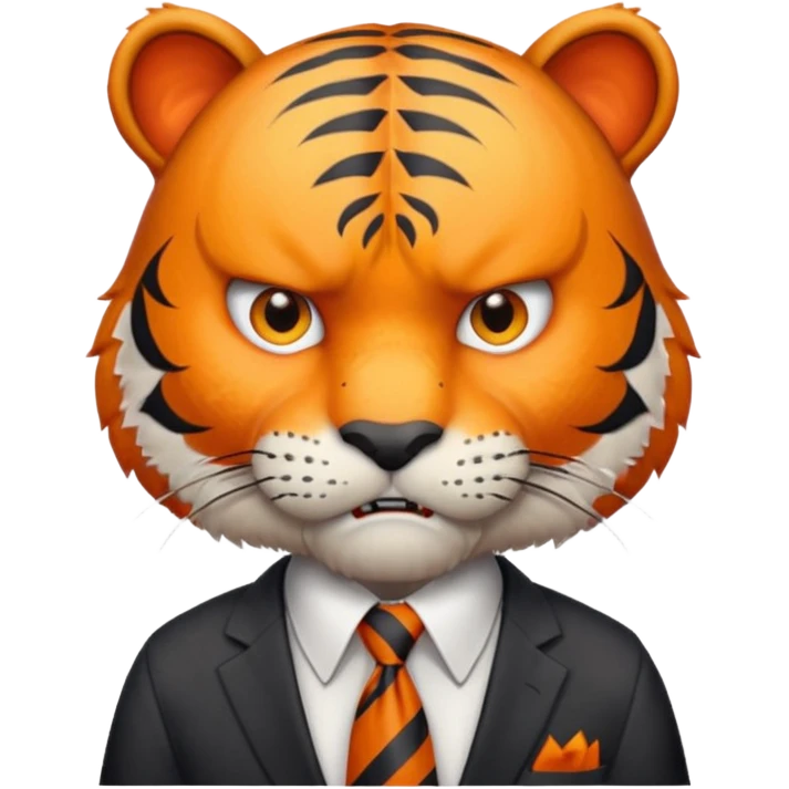 A tiger in office clothes, angrily stressed over a deadline., portrait emoji