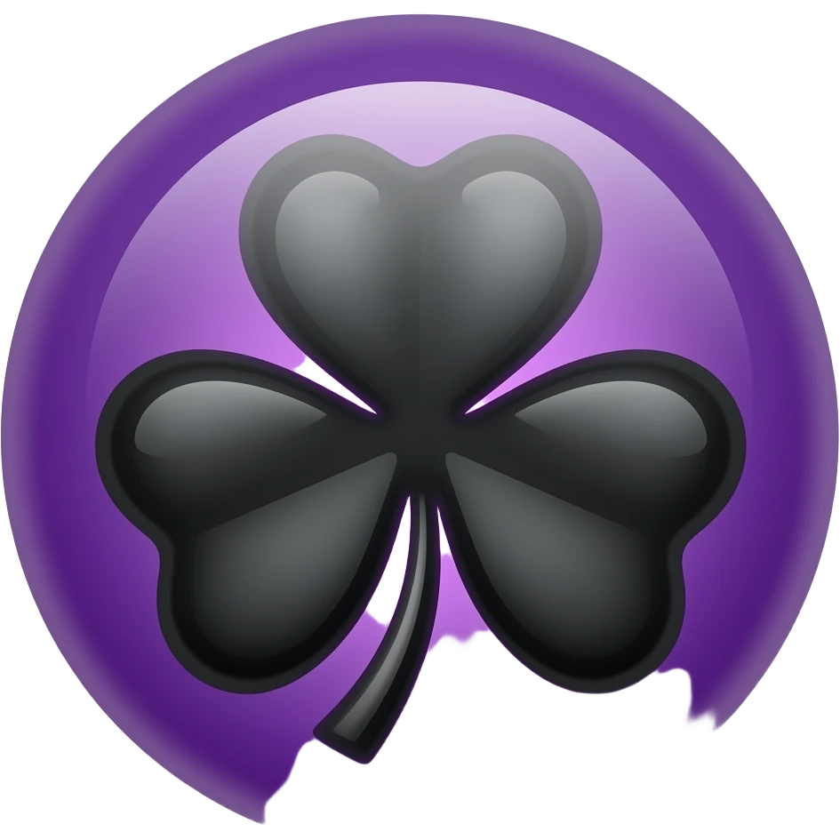 “5-leaf black clover symbol, dark magic grimoire, glowing purple/dark aura, anime Black Clover style, flat icon, transparent background, menacing energy” emoji