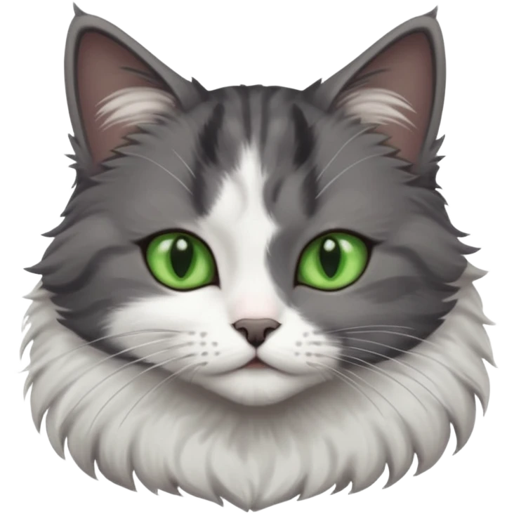 one dark grey and white cat and one completely solid dark grey cat with green eyes and only white paws emoji