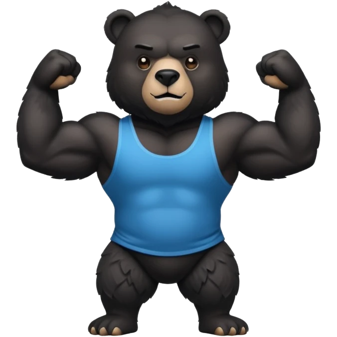 flexing bear with tanktop with black furr emoji