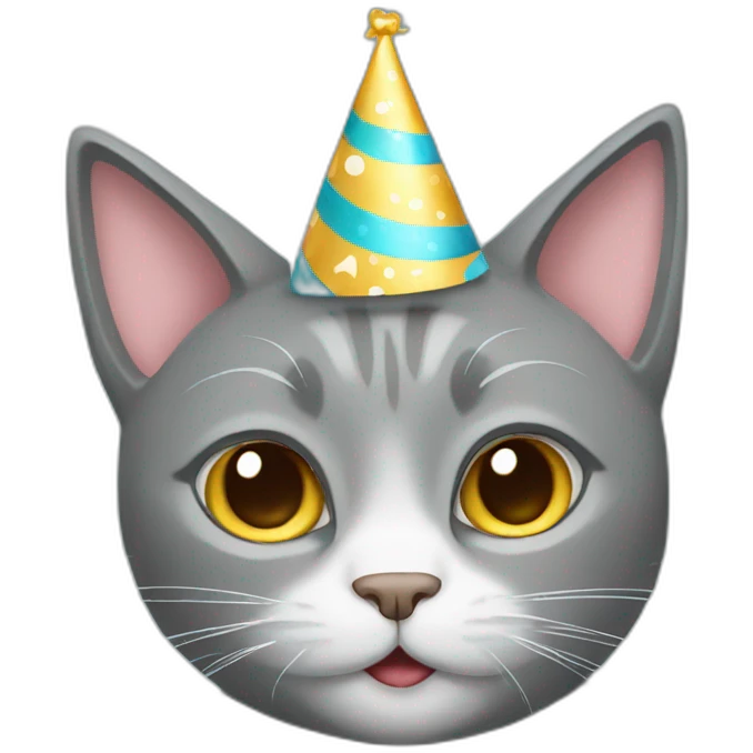 Birthday gray cat emoji