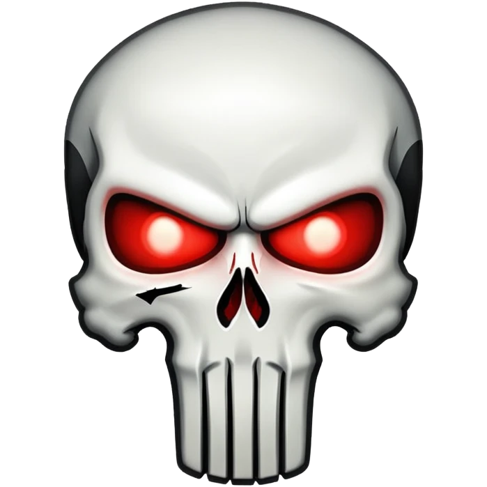 Punisher skull with glowing red eyes emoji