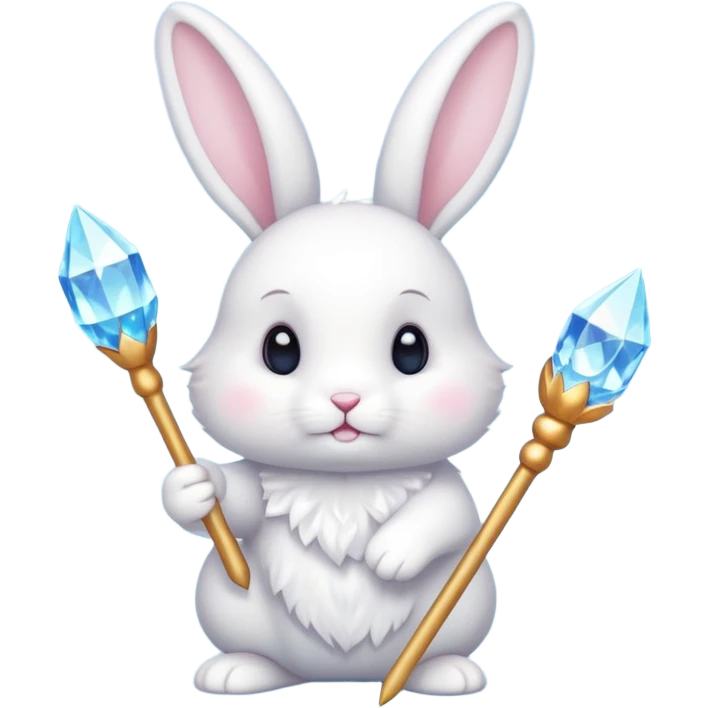 White bunny with wand and cristals emoji