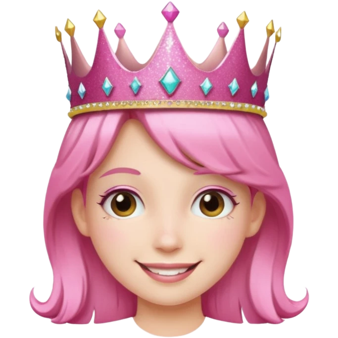 pink girl glitter crown emoji