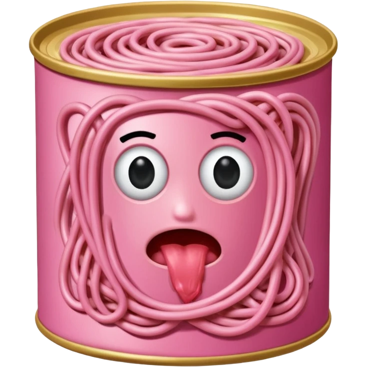 pink Spaghetti slop oozing out of a spam can emoji