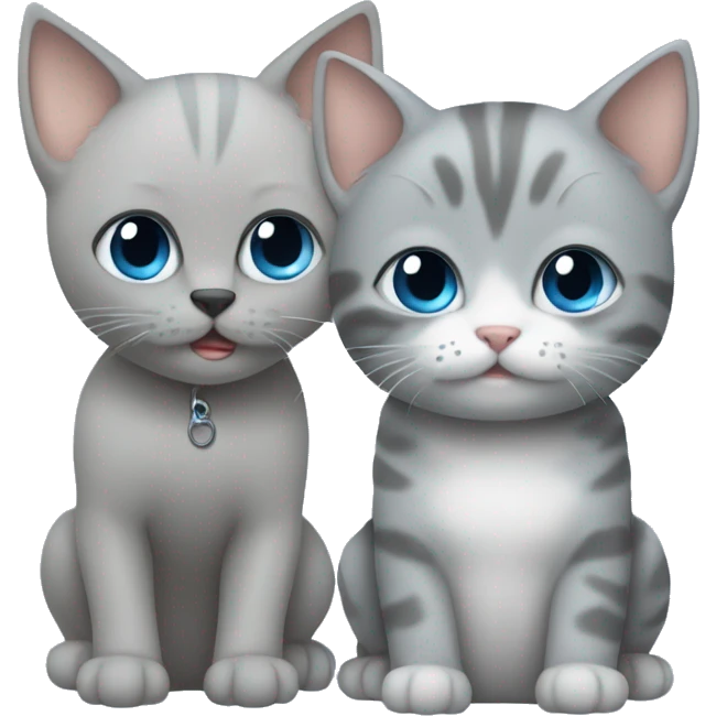 blue eyes grey kitten and poo are friends emoji