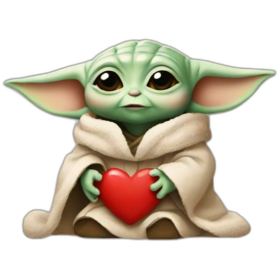 Star Wars baby yoda with heart symbol emoji