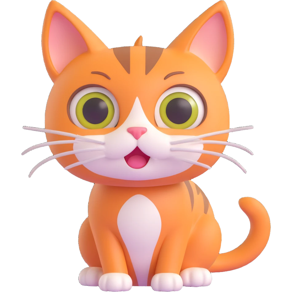 A cat with big eyes, whiskers, and a playful expression emoji