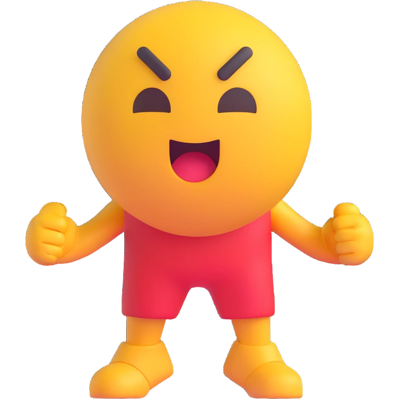 motivational emoji working hard, energetic, determined expression, dynamic pose emoji