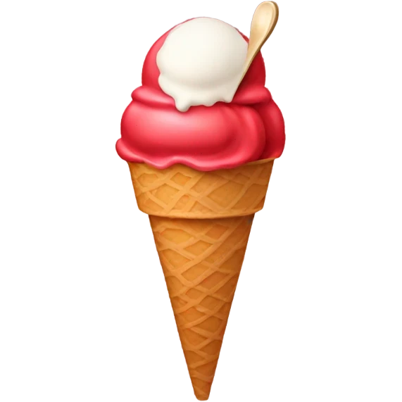 Red ice cream with spoon in a cup emoji