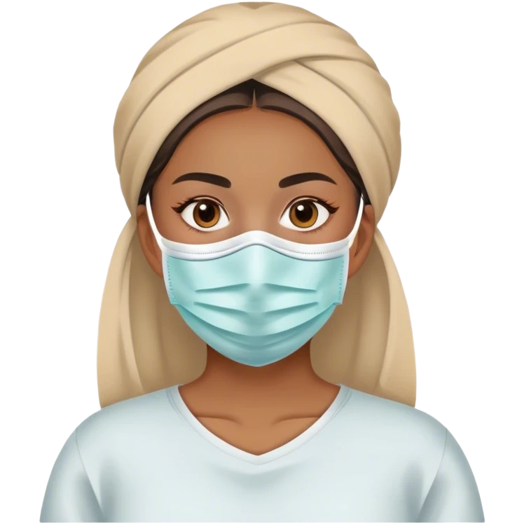 Woman with face mas o emoji