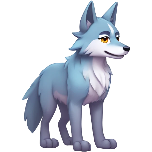Colorful Shiny Fionbri-Falvie-sparkle-wolf-sona full body flat color emoji