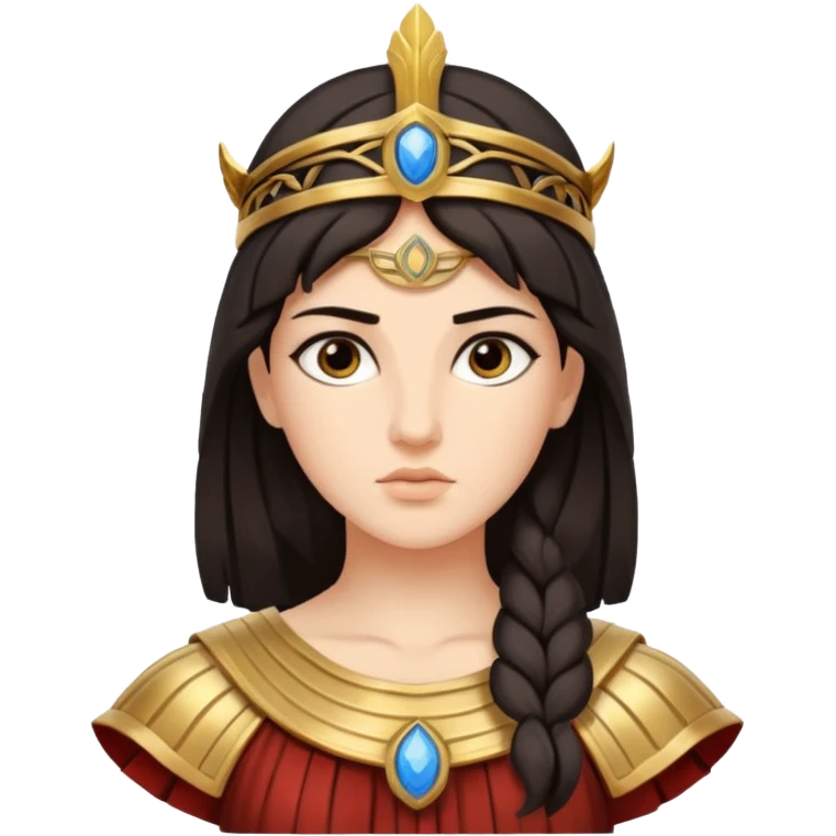 Athena the Greek goddess, dark haired, most important deities in Greek mythology, the daughter of Zeus, associated with: Strategic warfare Wisdom and intellect Craft, engineering, building, navigation Justice and good governance Protection of cities embodys rational, disciplined intelligence emoji