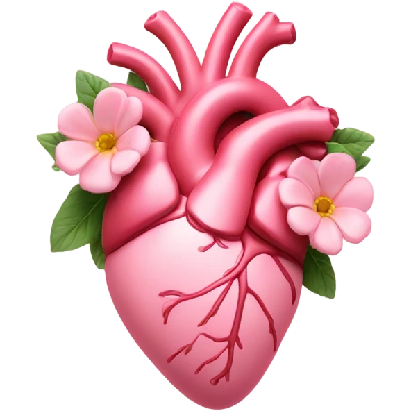 light pink anatomical heart with flower emoji