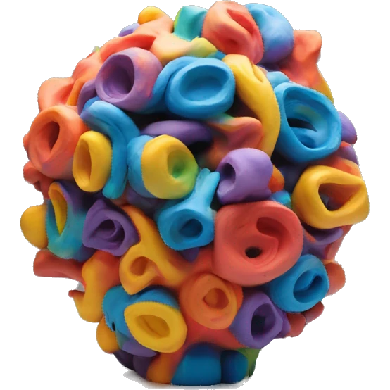 a colorful abstract sculpture realized with modeling clay on a white base emoji