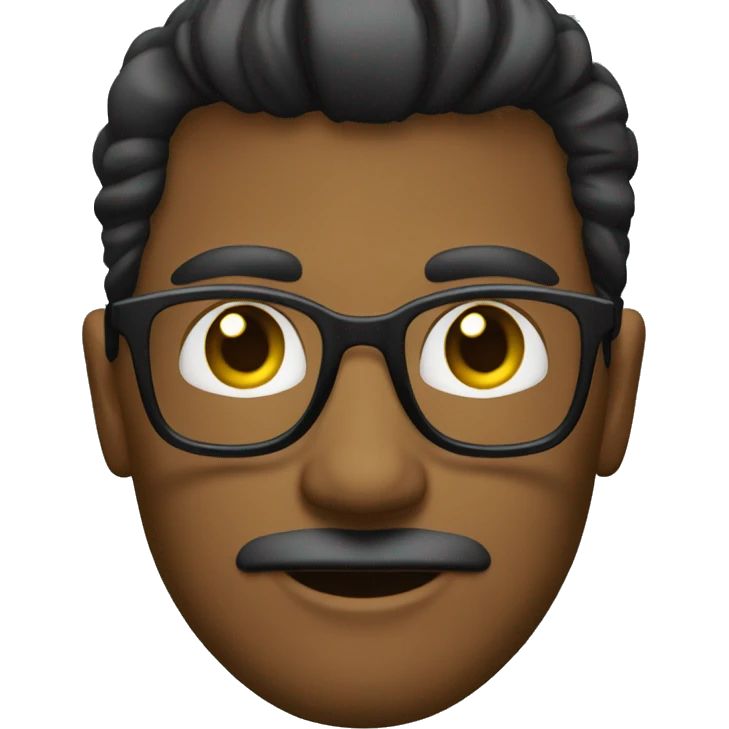Homem com cabelos preto lisos de oculos executivo emoji