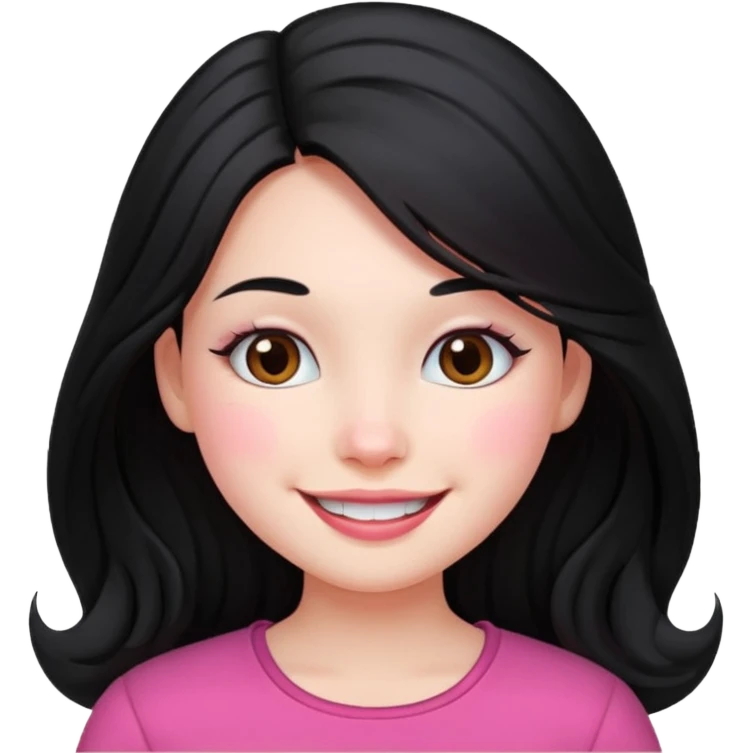Clean girl long and black Hair and pink Cheek emoji