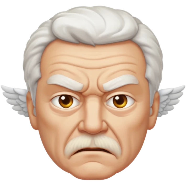 Angry older white male Italian angel cartoon face emoji