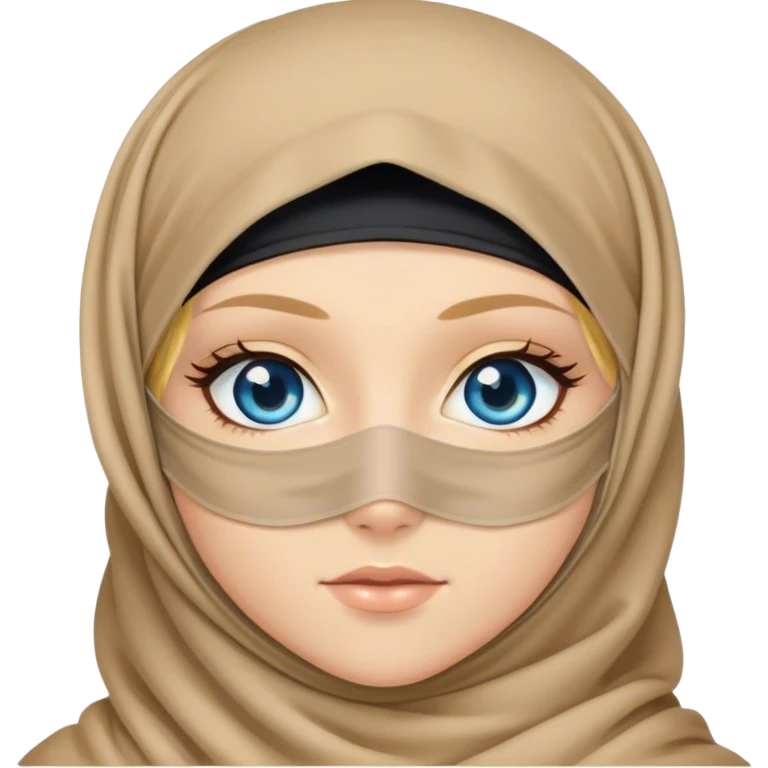 Blond girl blue eyes wearing niqab long eyelashes  emoji