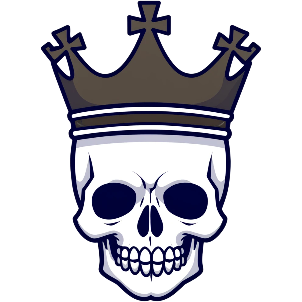 red and black skull with crown emoji