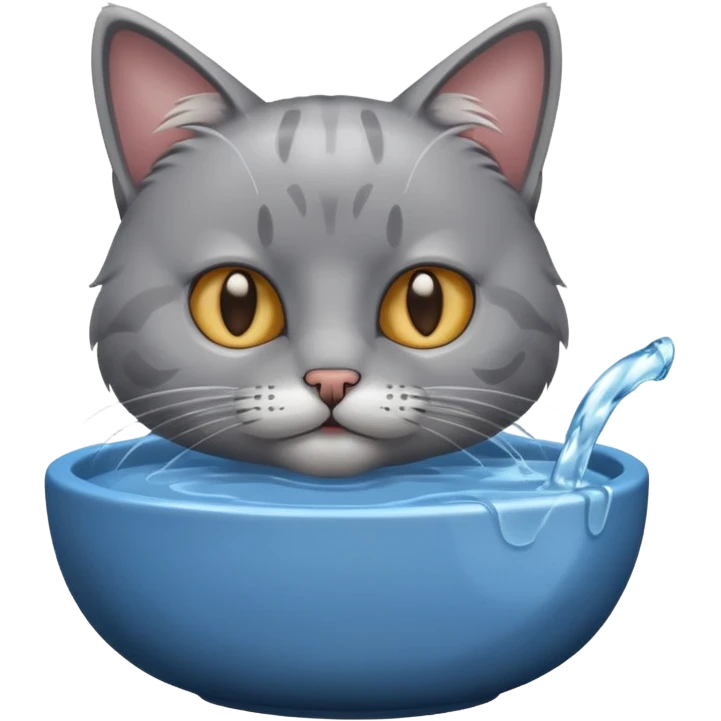 A water bowl and a cat drinking emoji