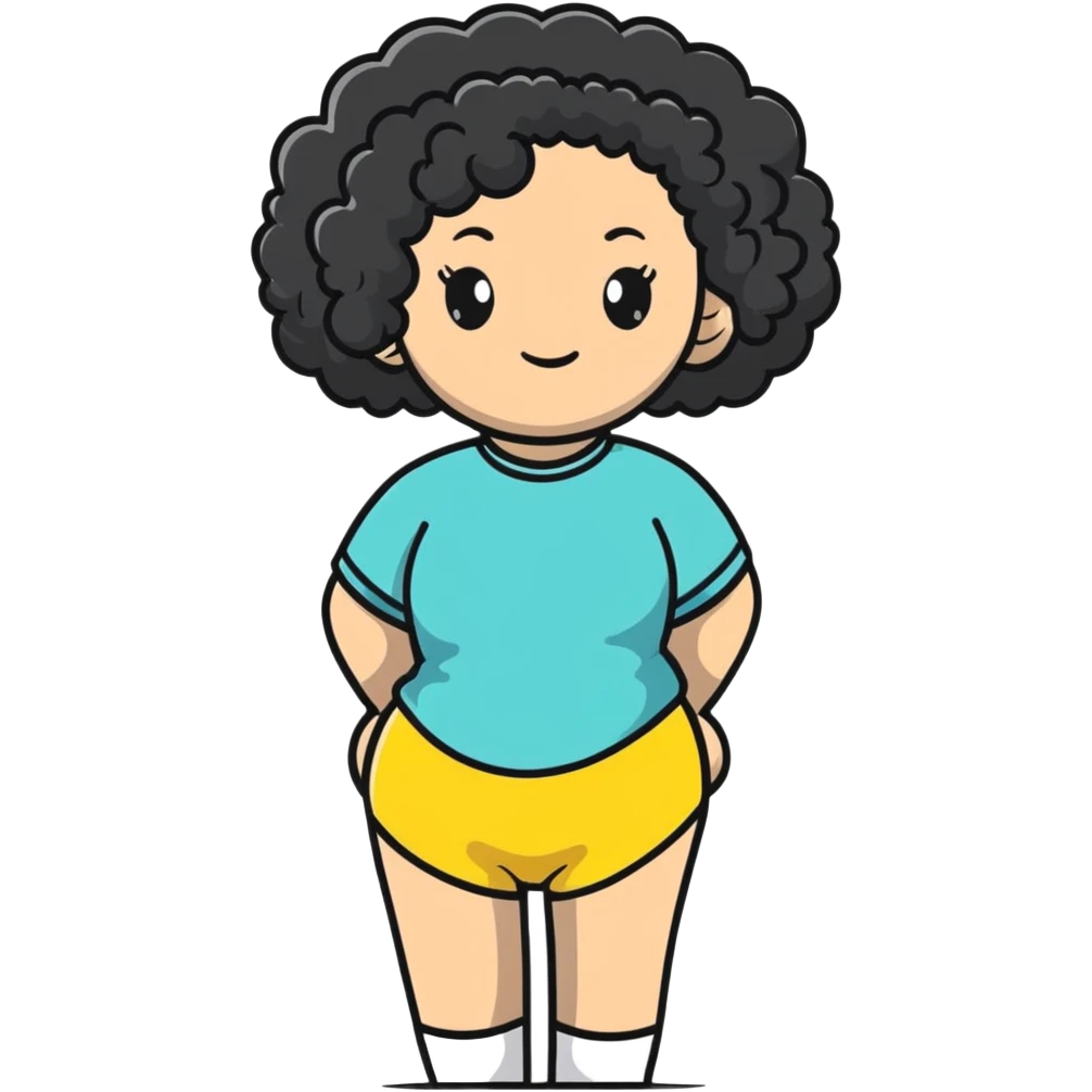 curly-haired girl with big butt emoji