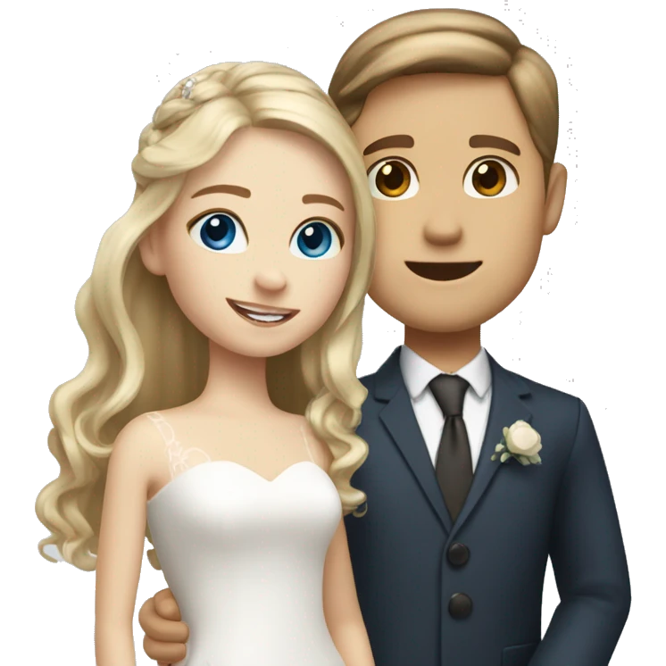 Blonde hair blue eyes girl with brown hair hazel eyes boy getting married  emoji