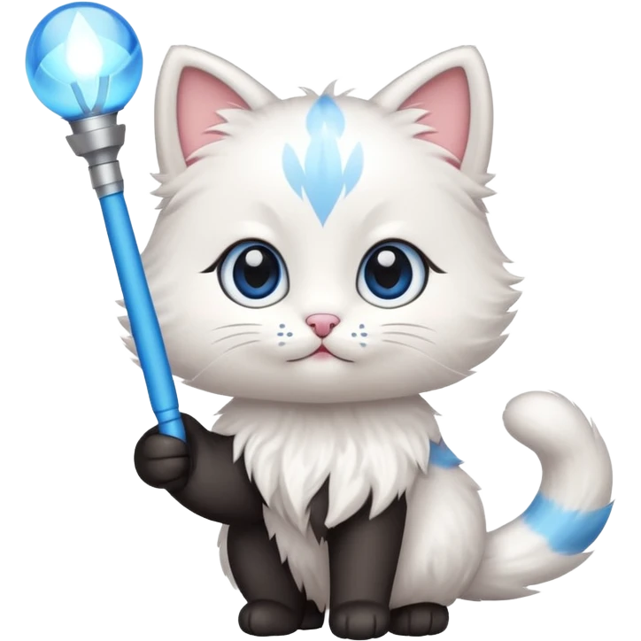 chibi cute cat holding a light stick emoji