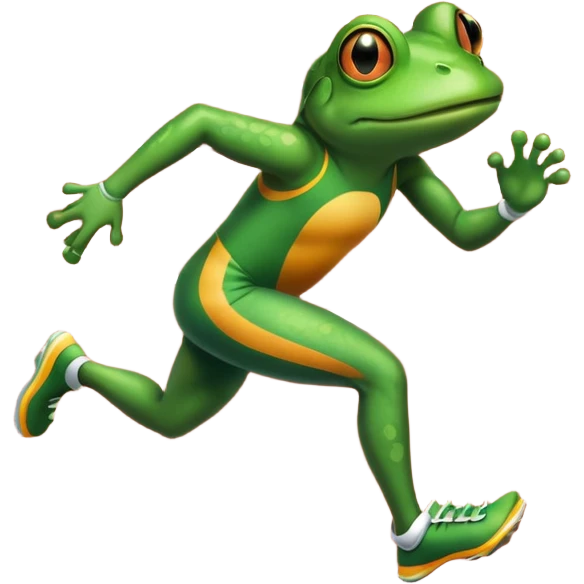 frog running on the running track like a human emoji