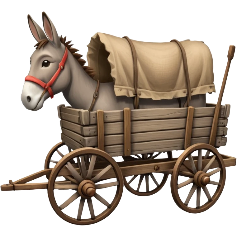 donkey and oversized wagon, wagon takes up most of the image emoji