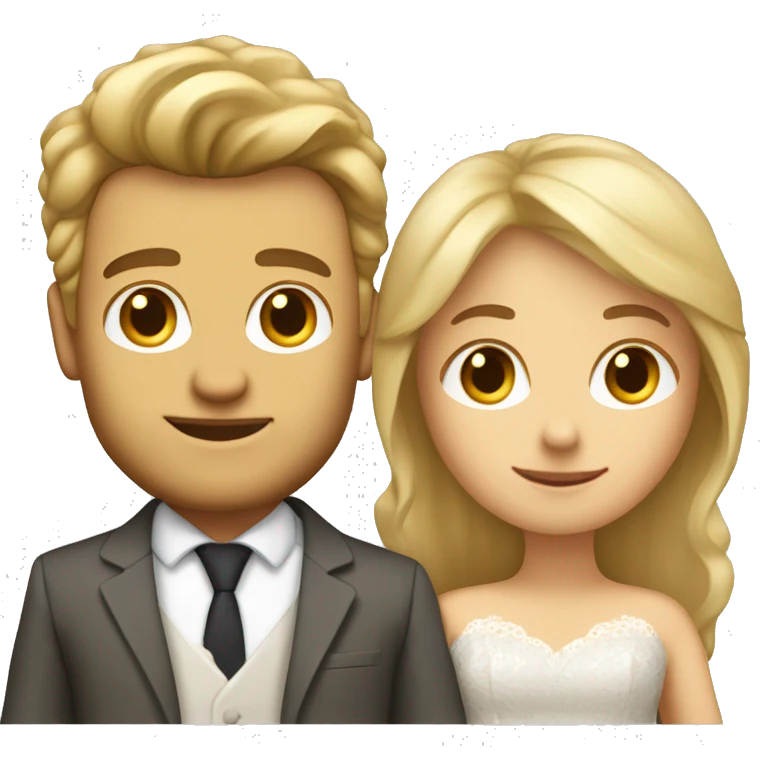 Blonde Frau lange Haare und Mann mit Anzug braune Haare und Bart heiraten emoji
