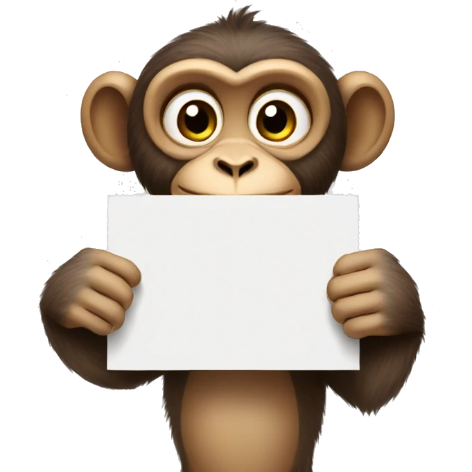 monkey holding a blank sign emoji