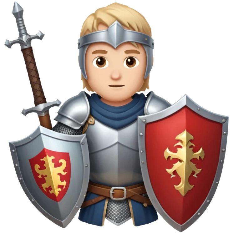 Brave knight on a quest with shield and sword emoji