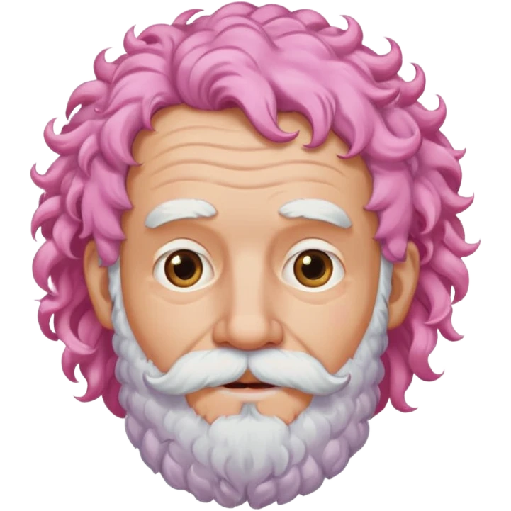old pink haired curly man with beard emoji