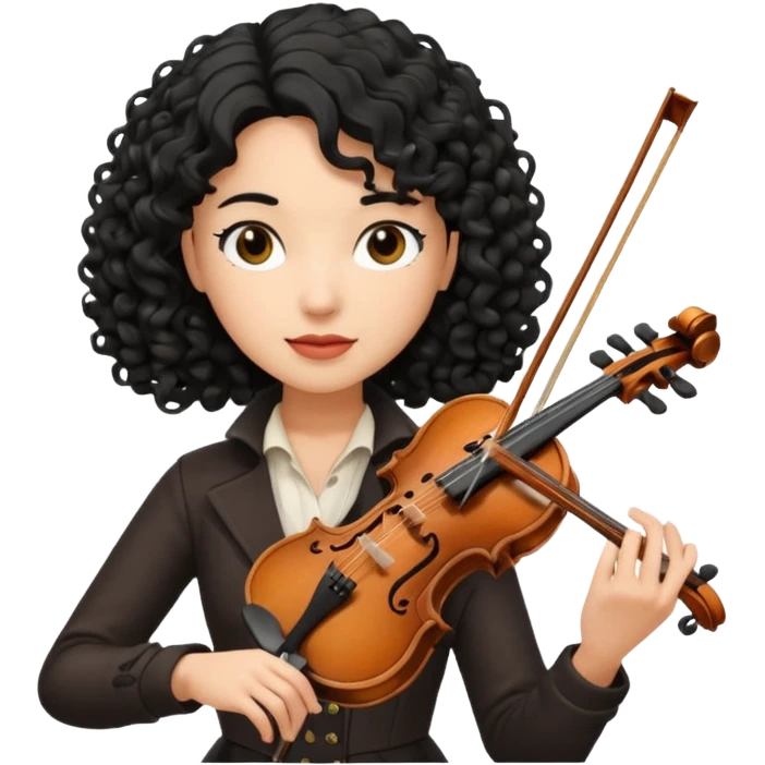 CURLY BLACK  HAIR  FEMALE VIOLINIST emoji