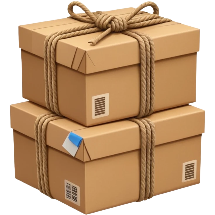 create a realistic emoji of packages wich got stabalised by ropes  emoji
